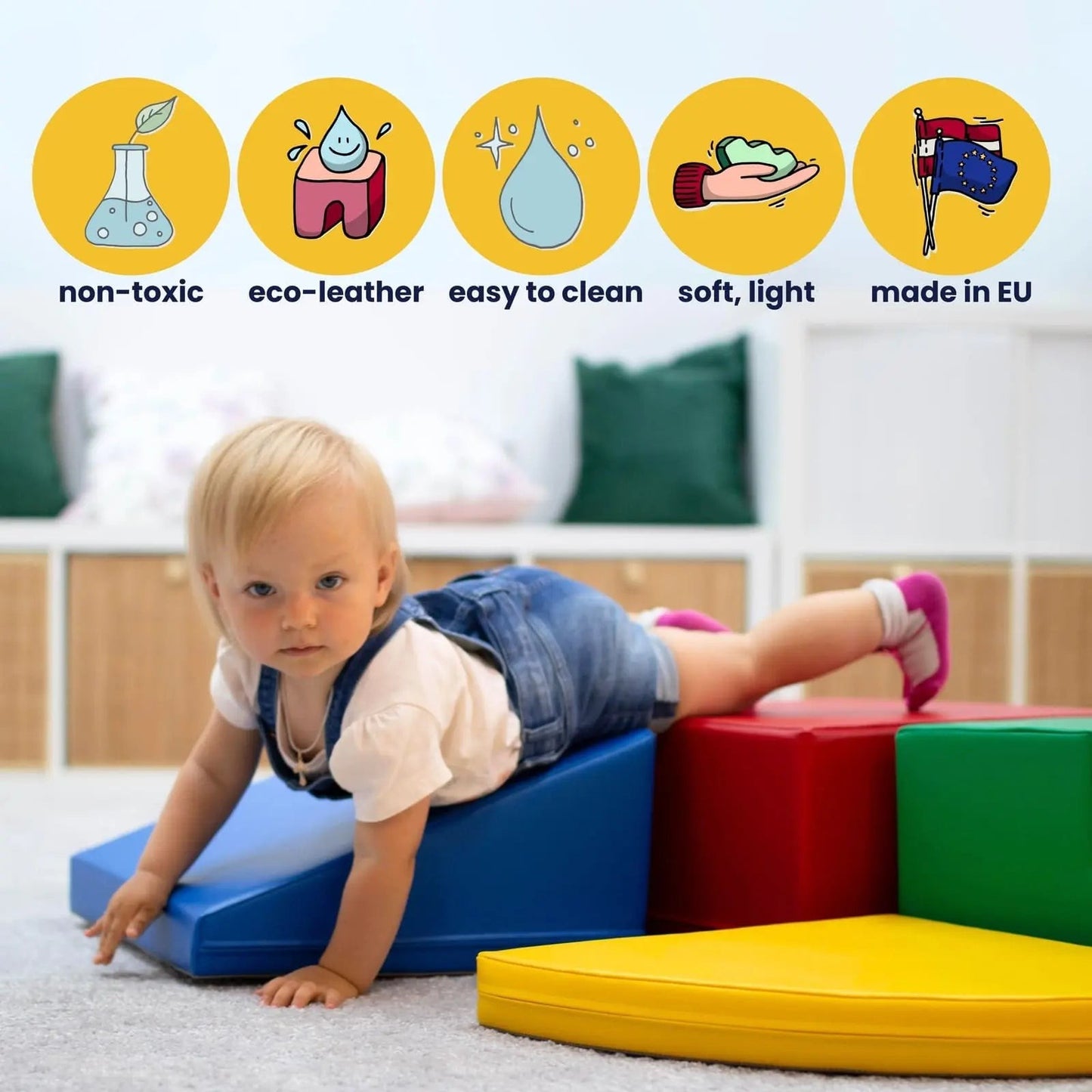 Soft Play 6 Foam Block Set - Pastel Turquoise Explorer